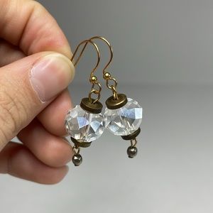 Handmade Crystal and Pewter Dangle Earrings